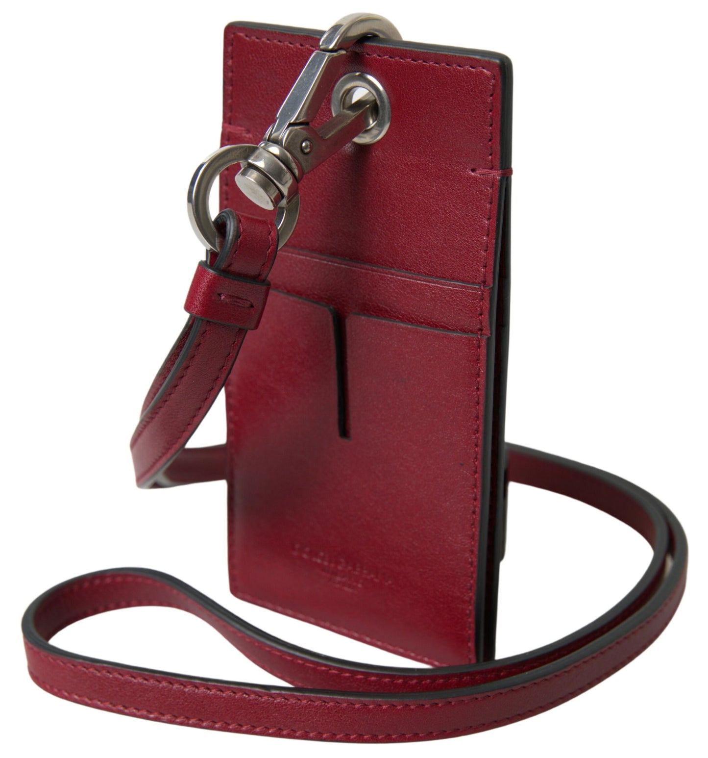 Dolce & Gabbana Rotes Leder-Lanyard-Logo-Kartenetui für Herren