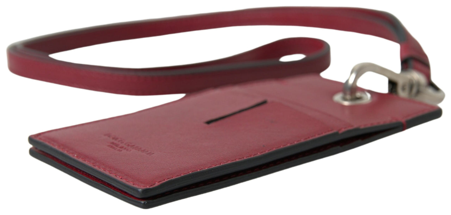 Dolce & Gabbana Rotes Leder-Lanyard-Logo-Kartenetui für Herren