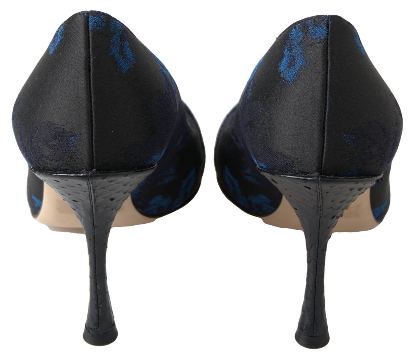 Dolce & Gabbana Blaue Pumps mit Blumenmuster und Kristallen
