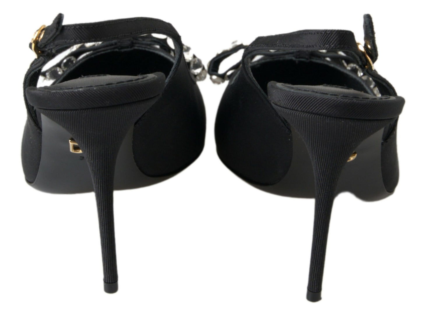 Dolce & Gabbana – Schwarze Schuhe mit Slingback-Absatz und Kristallverzierung