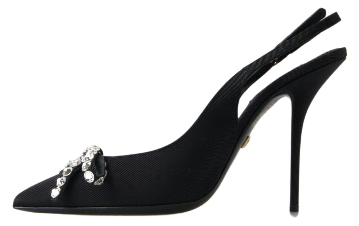 Dolce & Gabbana – Schwarze Schuhe mit Slingback-Absatz und Kristallverzierung