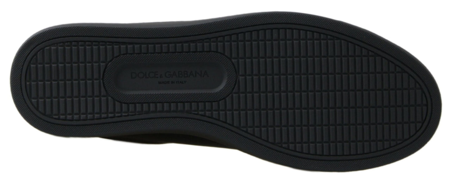 Dolce & Gabbana Klassische Sneakers aus schwarzem und goldenem Leder