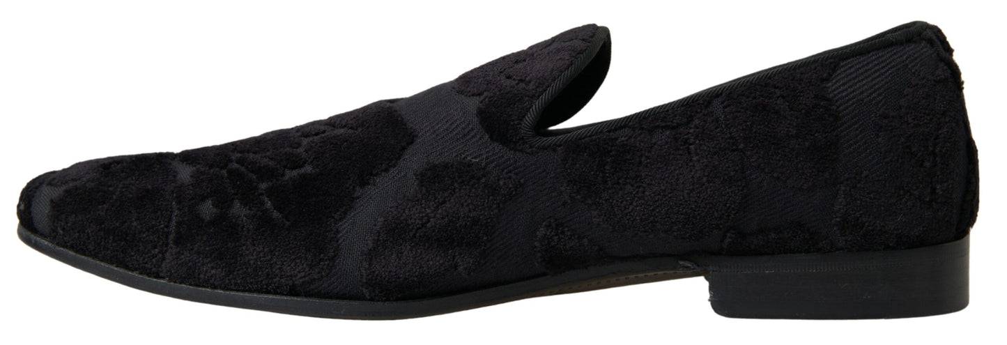 Dolce & Gabbana – Formelle Loafer aus schwarzem Brokat