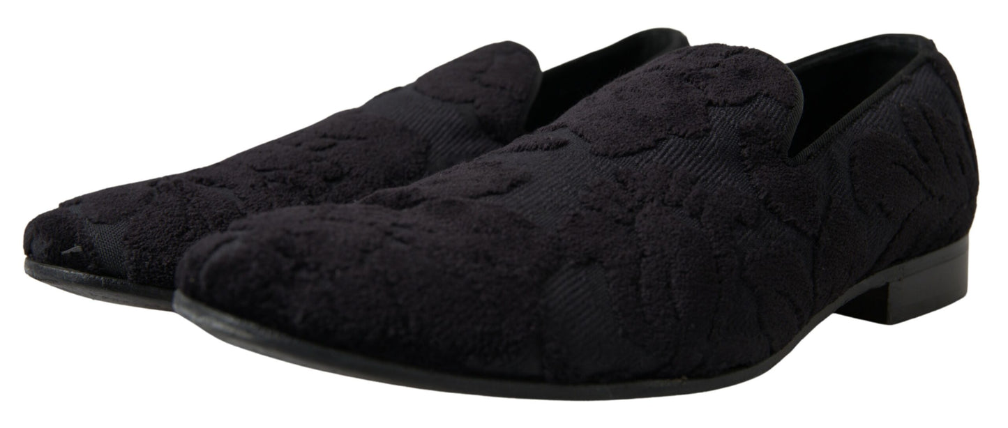 Dolce & Gabbana – Formelle Loafer aus schwarzem Brokat