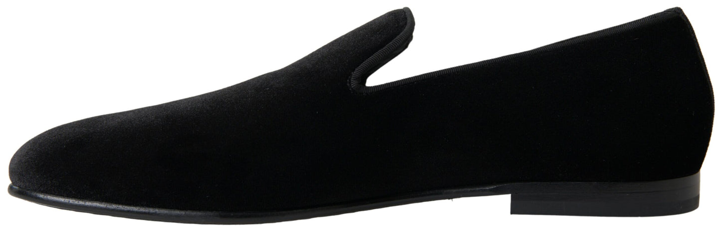 Dolce & Gabbana – Schwarze Loafer aus Samt, formelle Schuhe