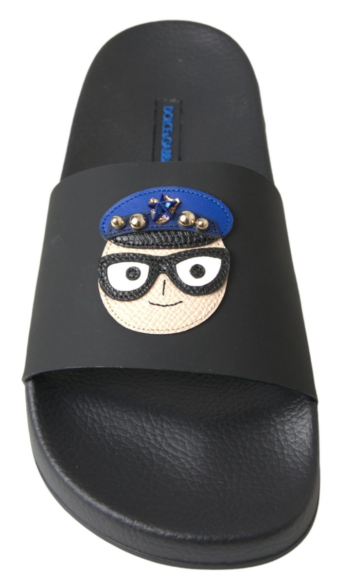 Dolce & Gabbana Schwarze Slides Sandalen Strand Saint Barth Schuhe