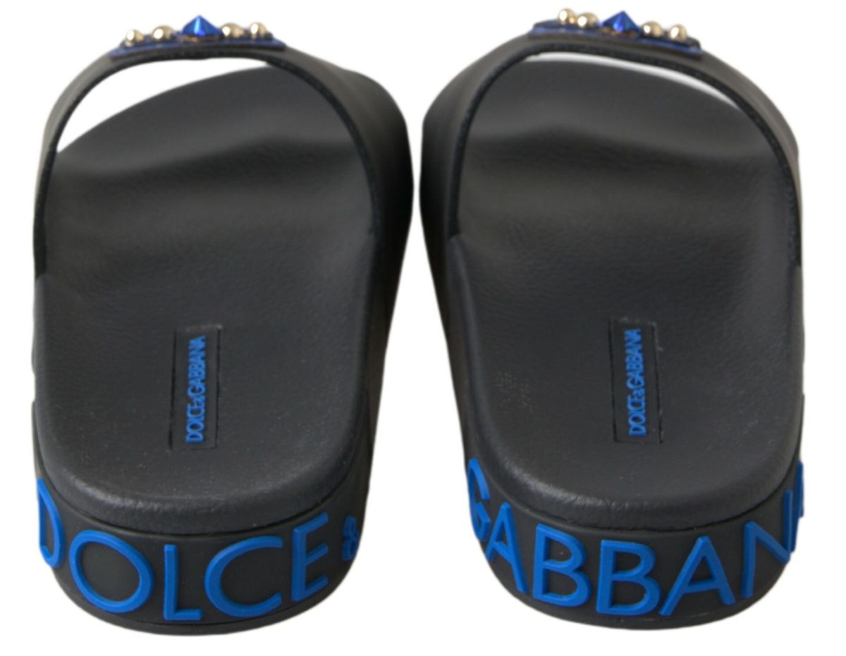 Dolce & Gabbana Schwarze Slides Sandalen Strand Saint Barth Schuhe