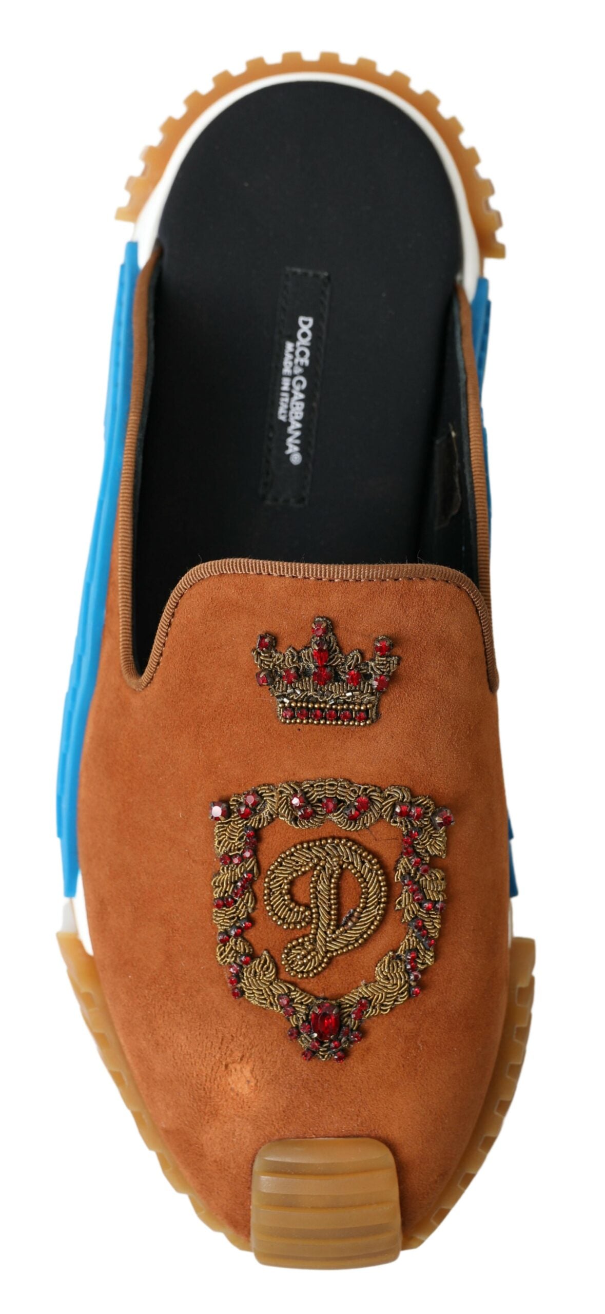 Dolce & Gabbana – NS1 – Slides-Sandalen aus braunem Wildleder mit Kronenlogo