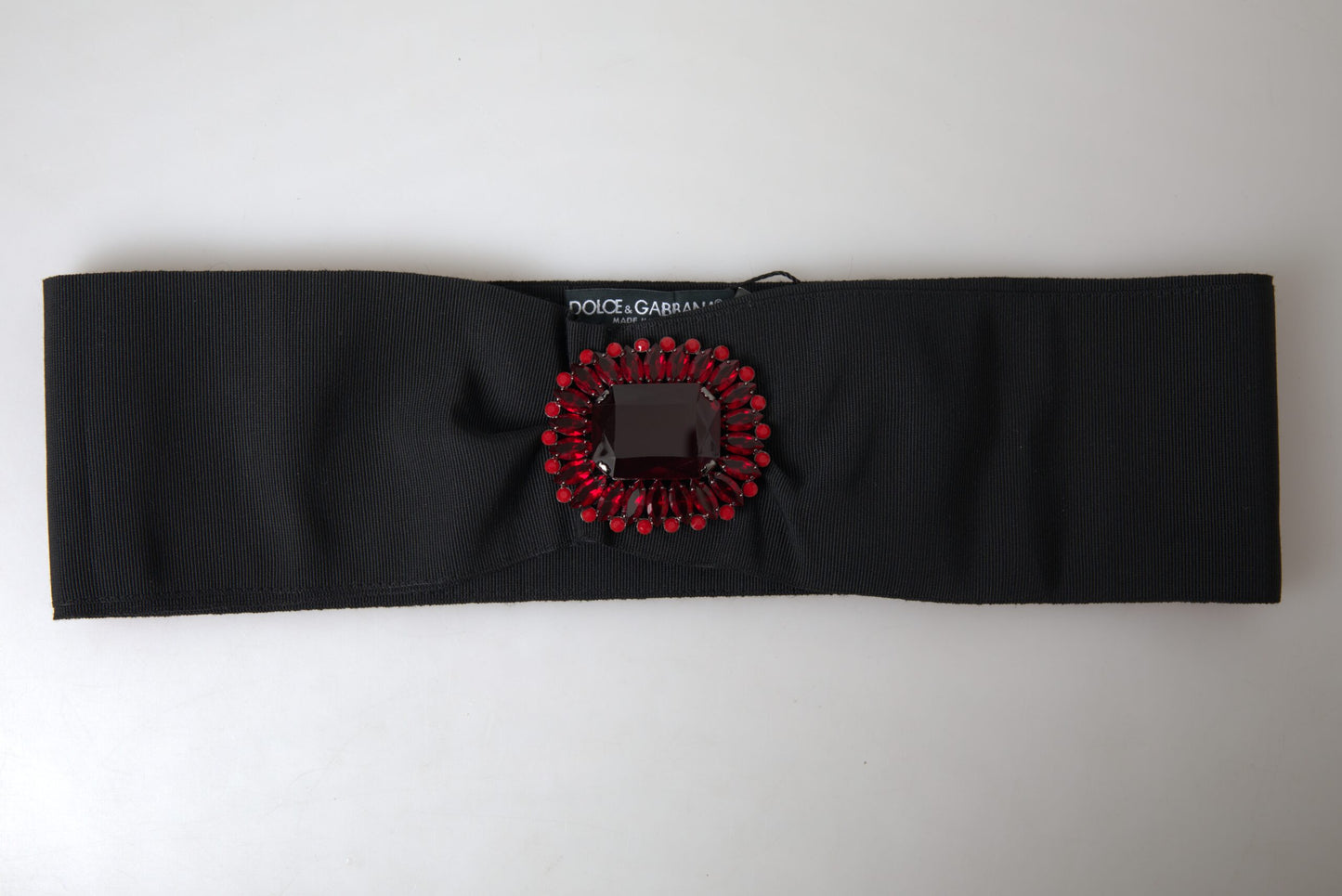 Dolce & Gabbana – breiter Laufsteggürtel aus Messing in Schwarz mit Kristallen