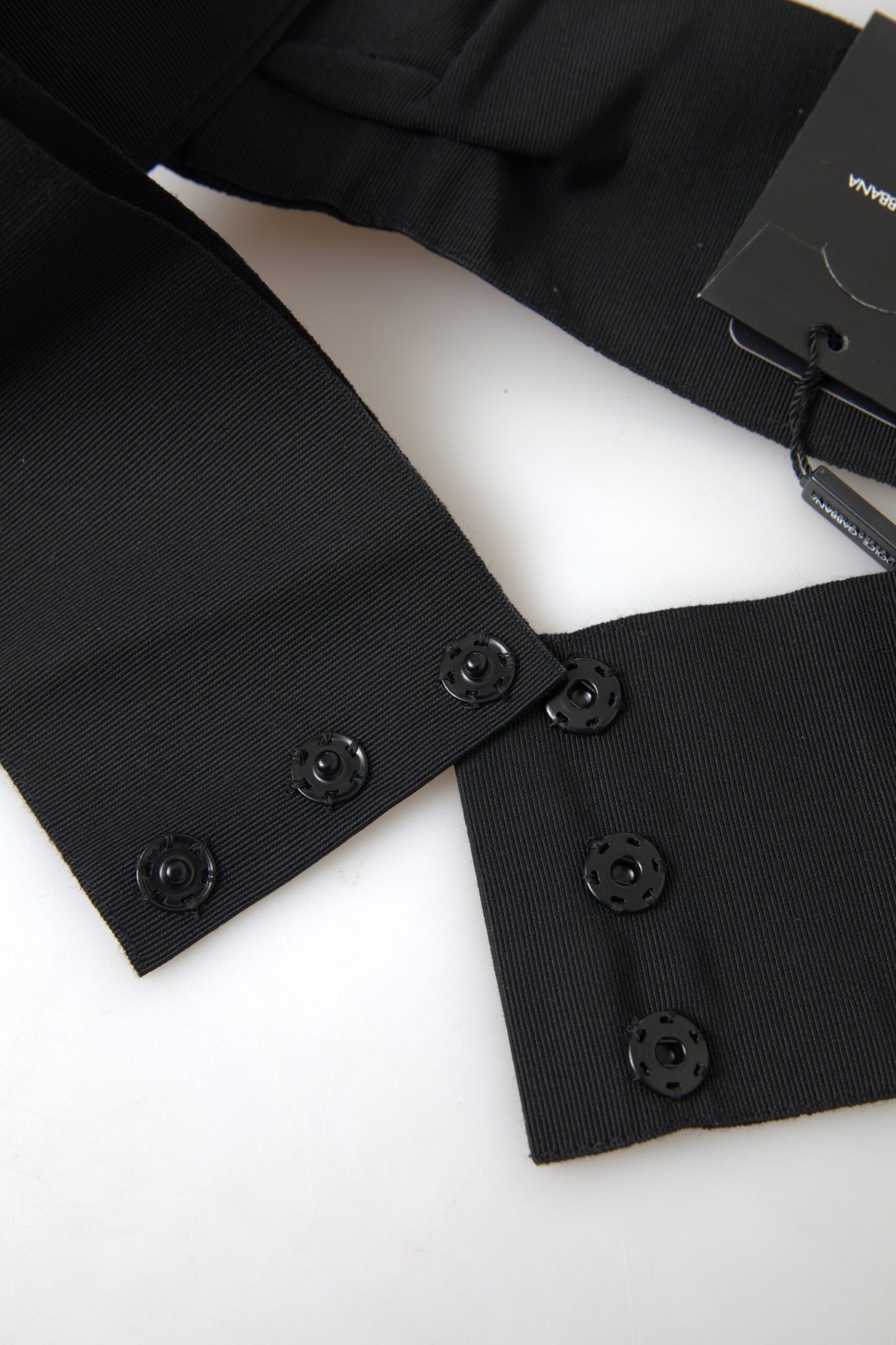Dolce & Gabbana – breiter Laufsteggürtel aus Messing in Schwarz mit Kristallen