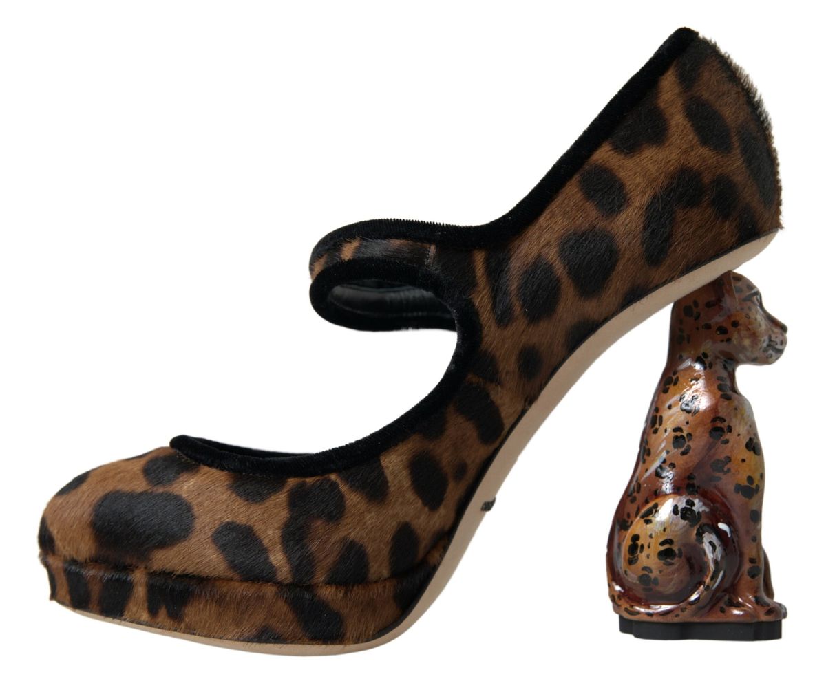 Dolce & Gabbana – Mary-Jane-Pumps mit Leopardenmuster in Schwarz und Braun