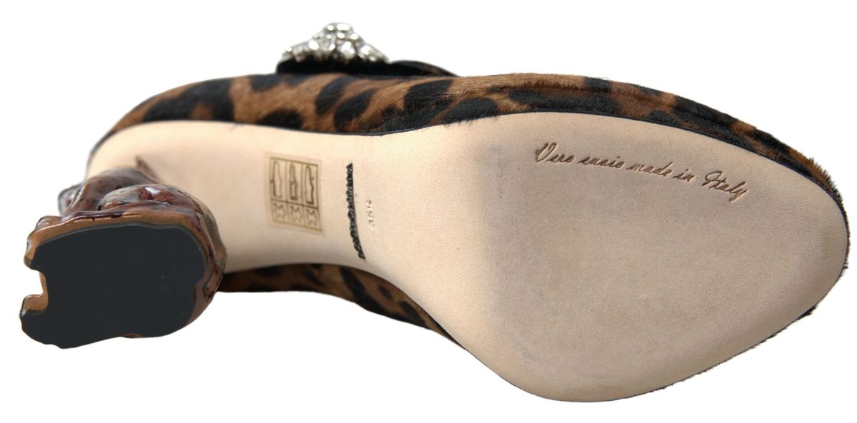 Dolce & Gabbana – Mary-Jane-Pumps mit Leopardenmuster in Schwarz und Braun