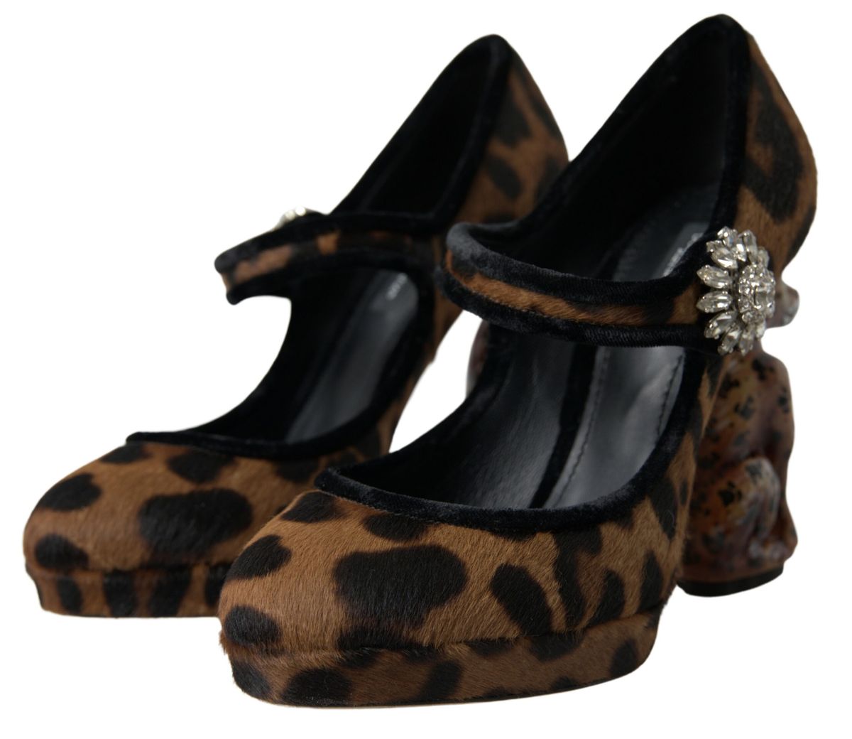 Dolce & Gabbana – Mary-Jane-Pumps mit Leopardenmuster in Schwarz und Braun