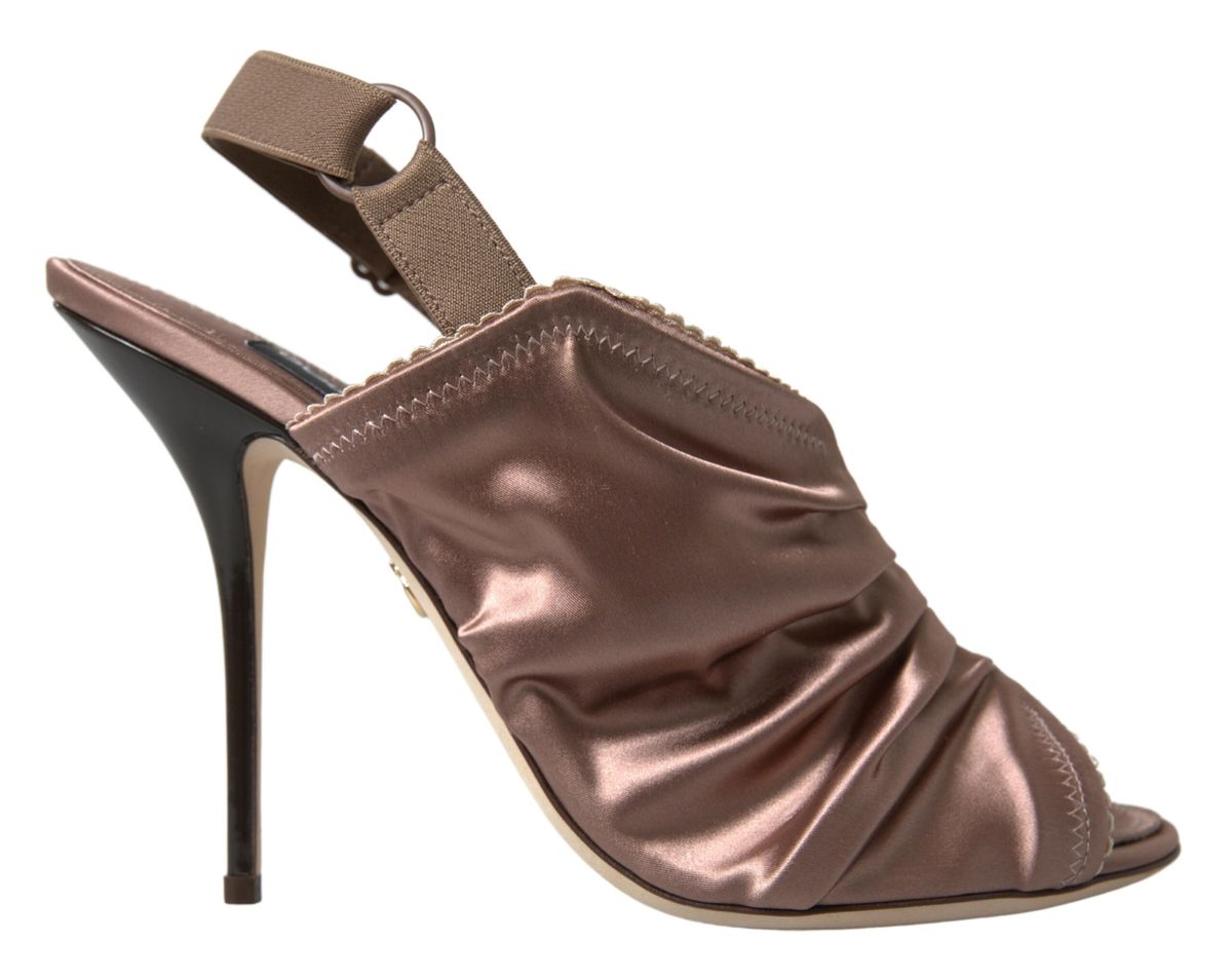 Dolce & Gabbana Hellbraune Slingback-Stilettos im Korsett-Stil mit Verschluss