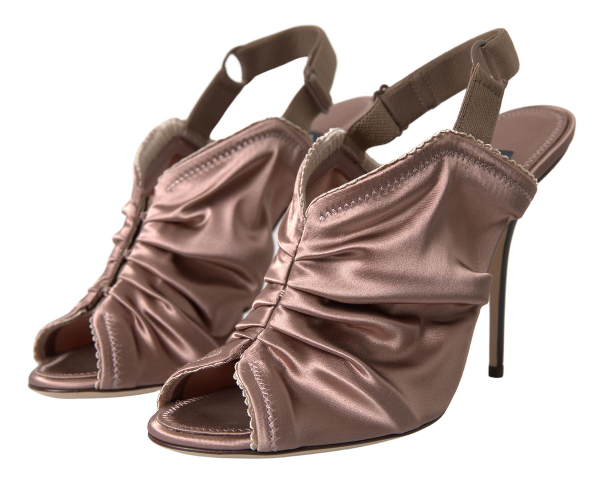 Dolce & Gabbana Hellbraune Slingback-Stilettos im Korsett-Stil mit Verschluss