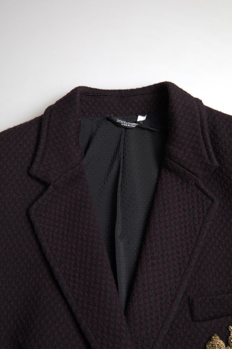 Dolce & Gabbana – Lilafarbener, zweireihiger Blazer mit Logostickerei