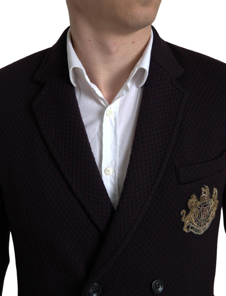Dolce & Gabbana – Lilafarbener, zweireihiger Blazer mit Logostickerei