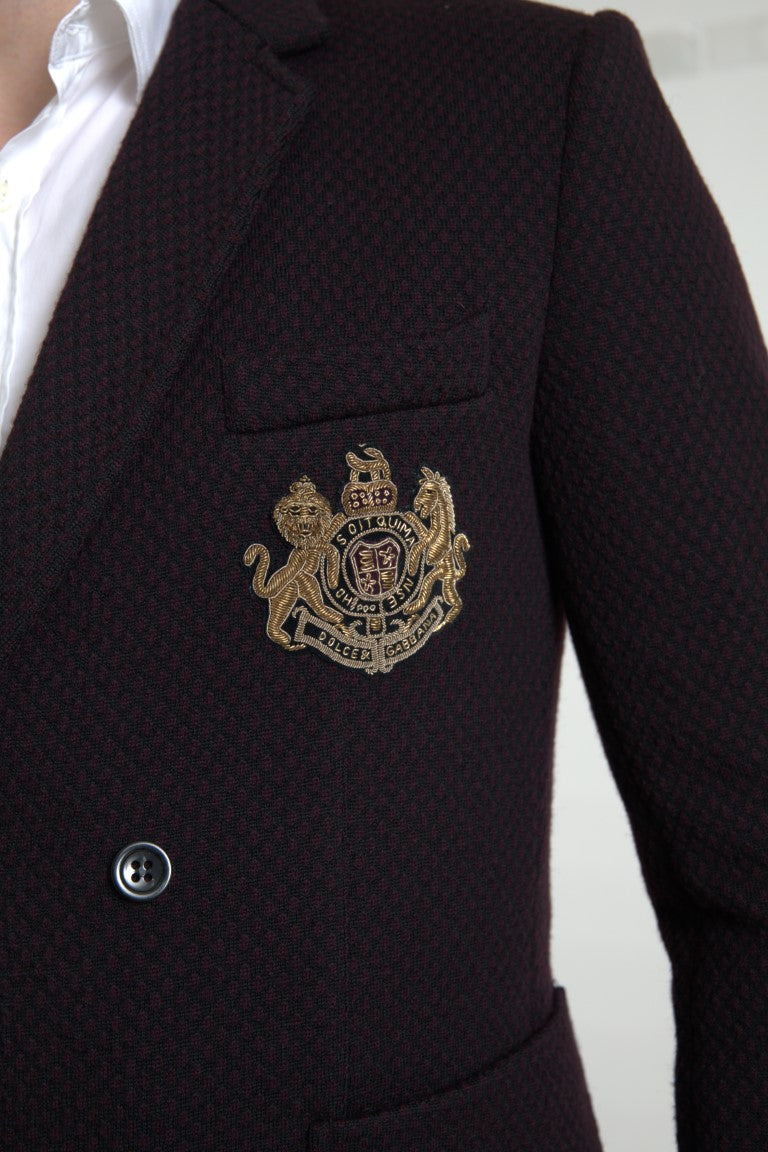 Dolce & Gabbana – Lilafarbener, zweireihiger Blazer mit Logostickerei