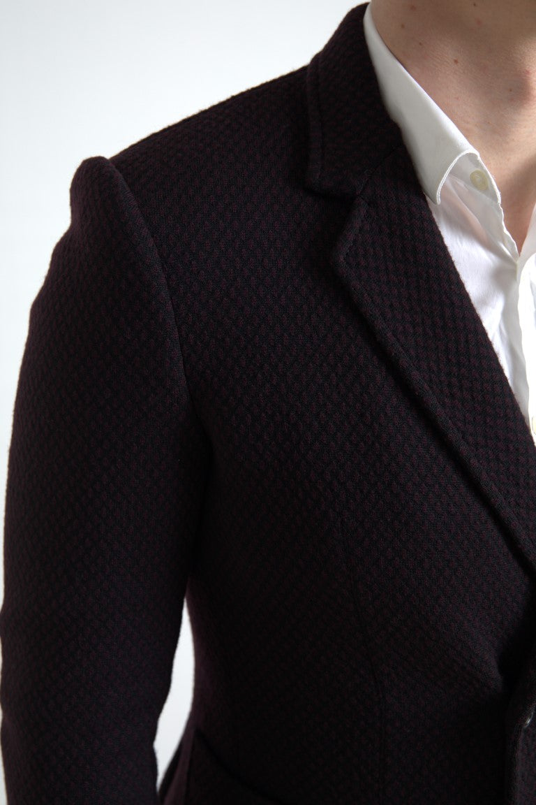 Dolce & Gabbana – Lilafarbener, zweireihiger Blazer mit Logostickerei