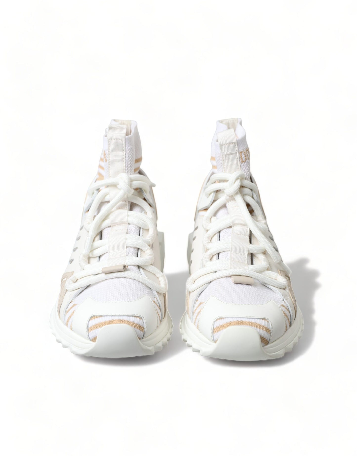 Dolce & Gabbana Weiß Beige Sorrento Socken Sneakers Schuhe
