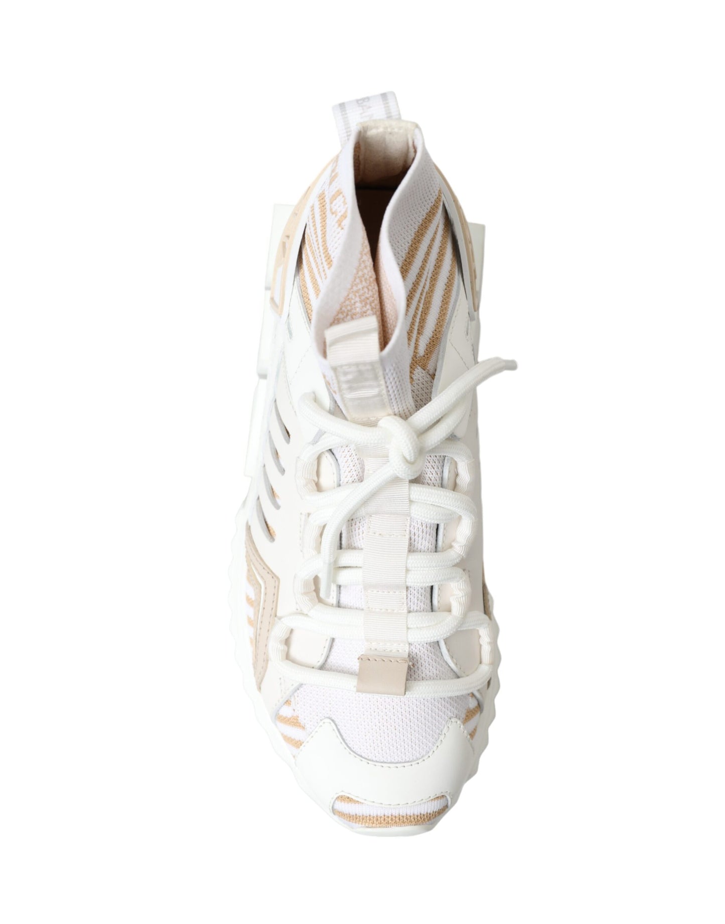 Dolce & Gabbana Weiß Beige Sorrento Socken Sneakers Schuhe