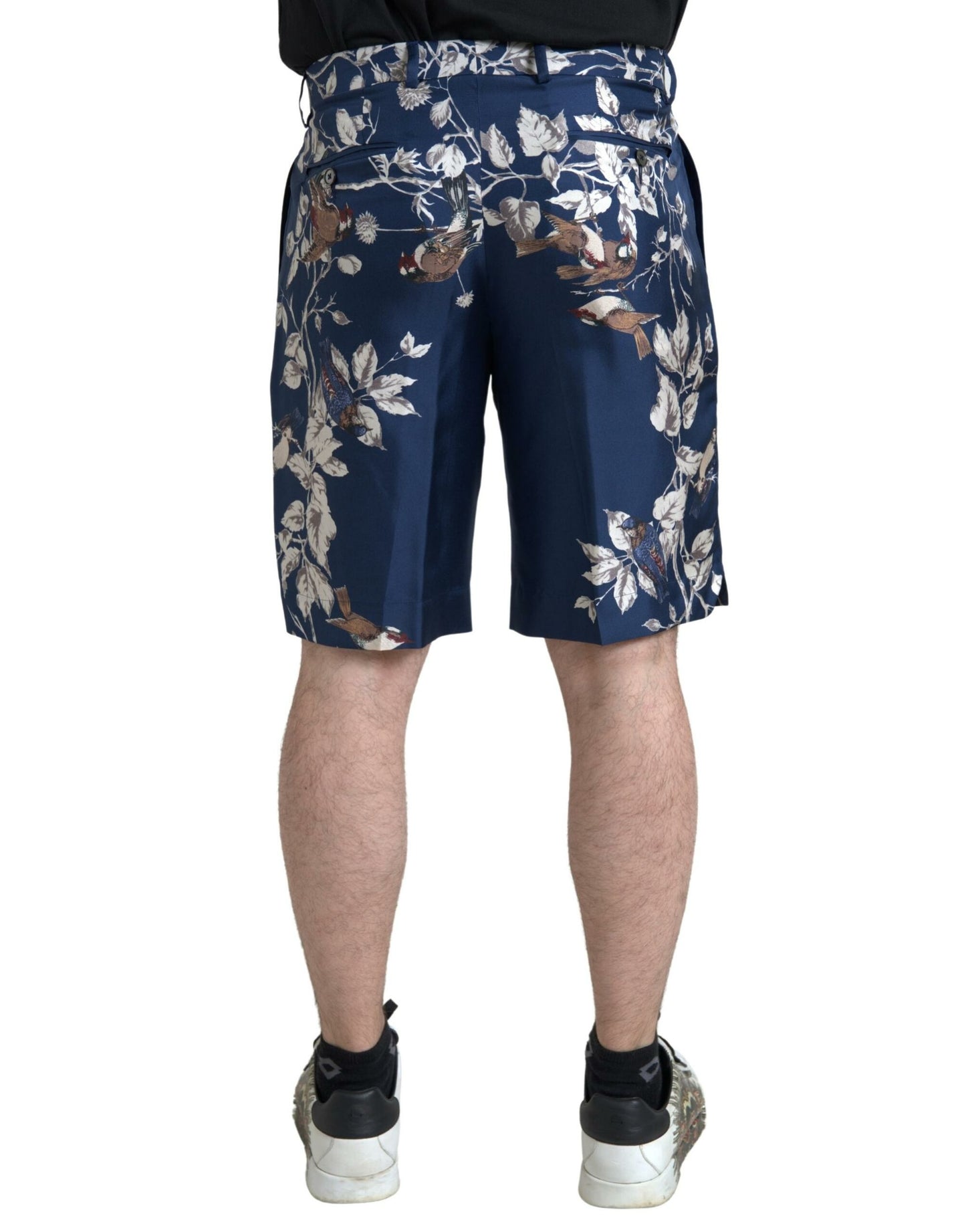 Dolce & Gabbana – Blaue Bermudashorts aus Seide mit Blumendruck für Herren