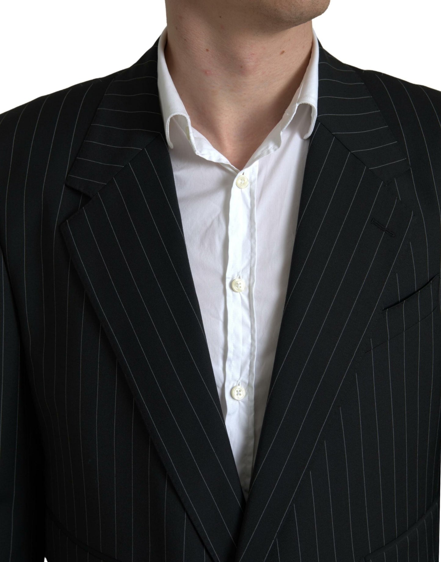 Dolce & Gabbana – Einreihiger SICILIA-Blazer mit schwarzen Streifen