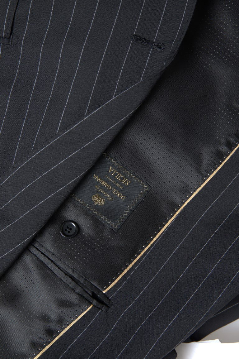 Dolce & Gabbana – Einreihiger SICILIA-Blazer mit schwarzen Streifen