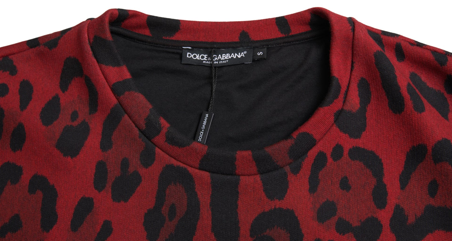 Dolce & Gabbana – Ärmelloses Tank-T-Shirt aus Baumwolle mit rotem Leopardenmuster
