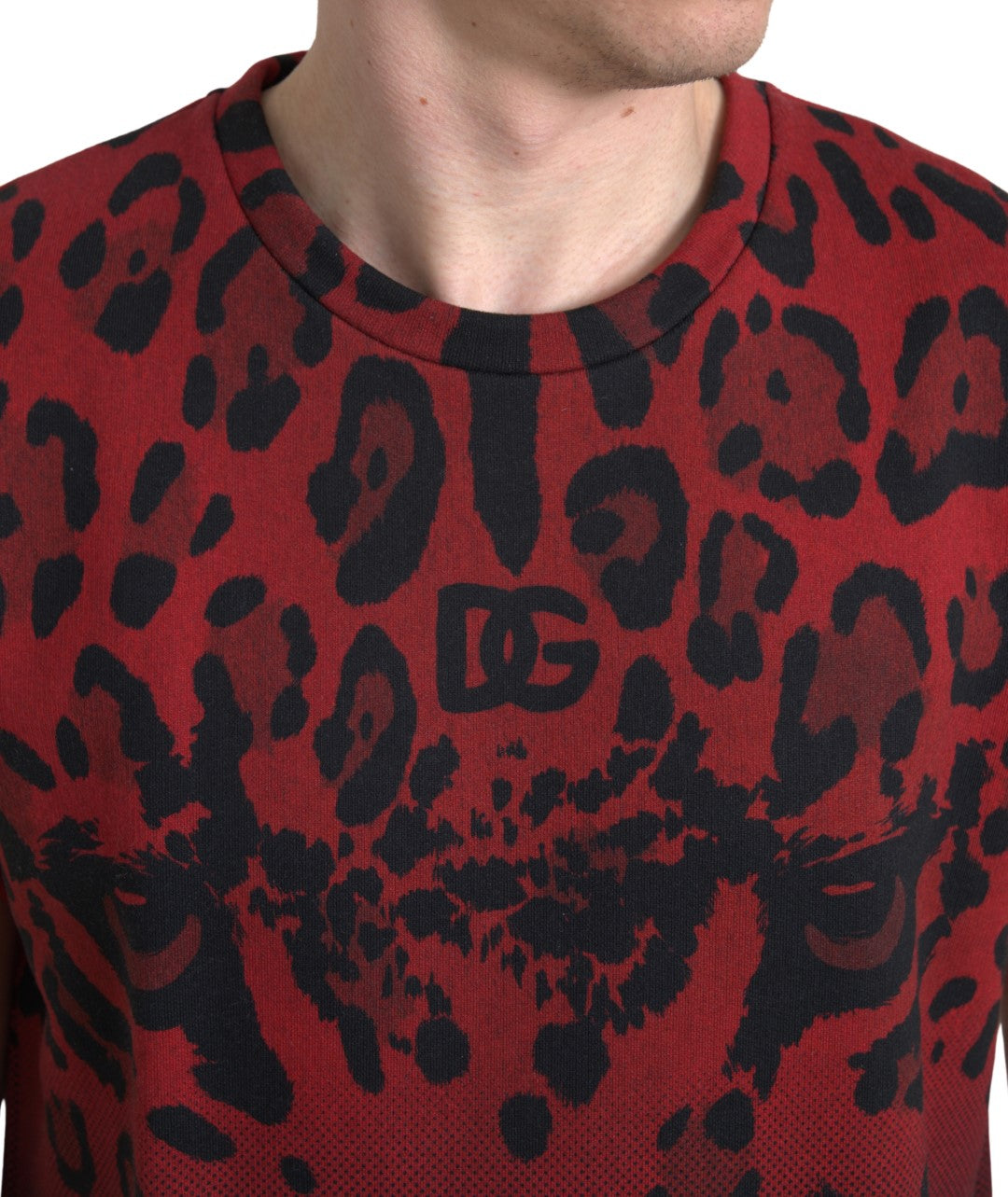 Dolce & Gabbana – Ärmelloses Tank-T-Shirt aus Baumwolle mit rotem Leopardenmuster