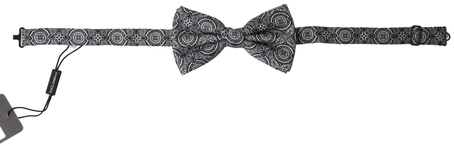 Dolce & Gabbana – Papillon-Fliege mit verstellbarem Halsausschnitt, schwarz/weiß gemustert