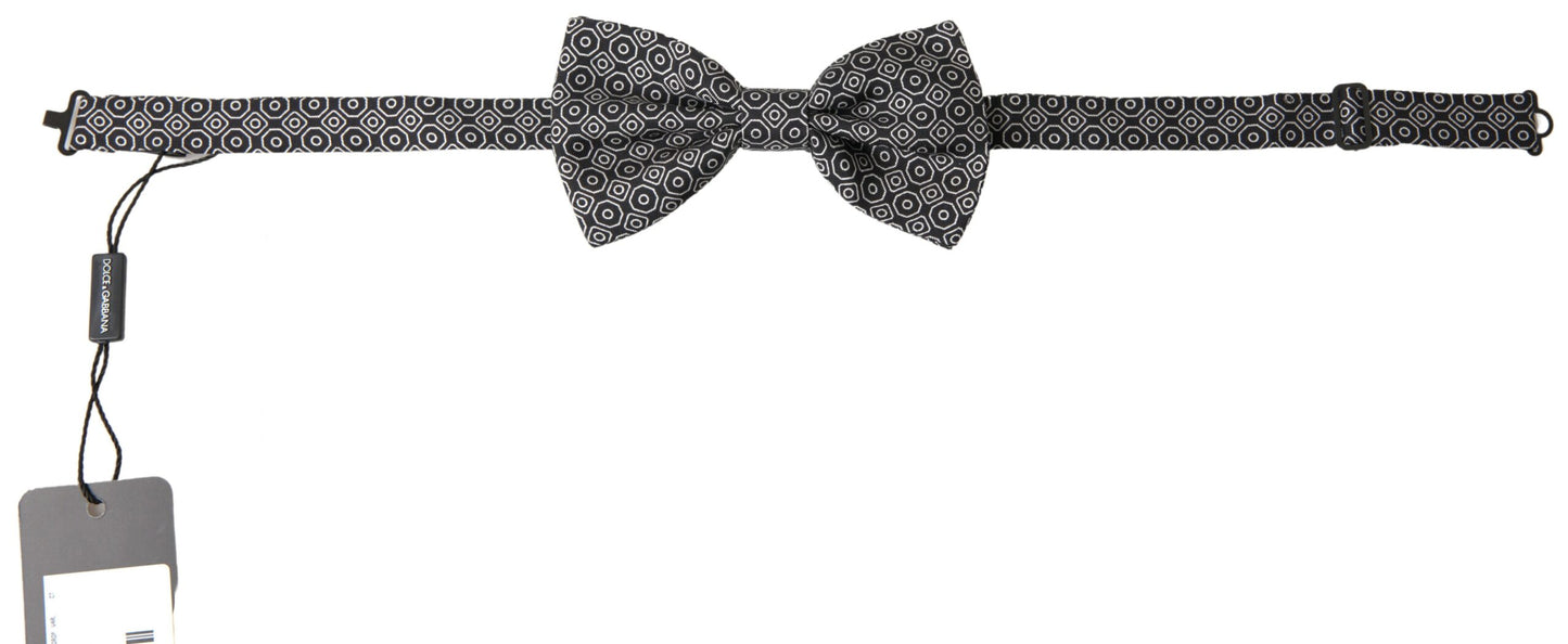 Dolce & Gabbana – Papillon-Fliege mit verstellbarem Halsausschnitt, schwarz/weiß gemustert