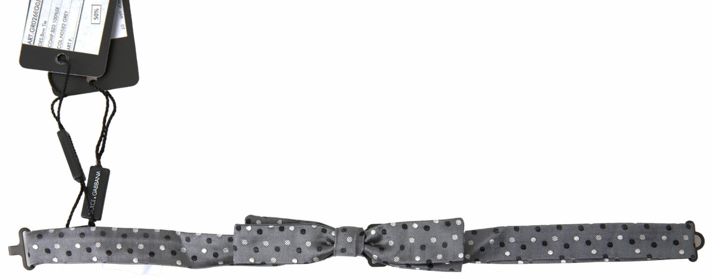 Dolce & Gabbana – Verstellbare Papillon-Fliege aus Seide mit grauen Punkten für Herren