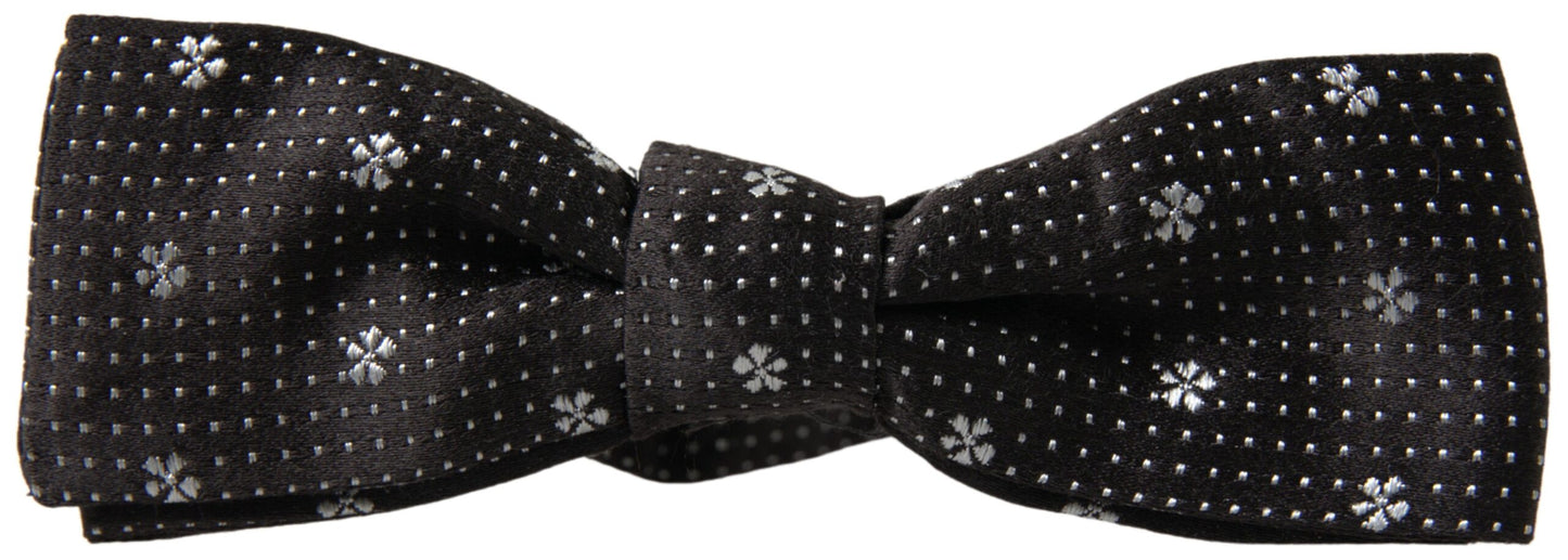 Dolce & Gabbana – Verstellbare Papillon-Fliege aus schwarzer gemusterter Seide für Herren