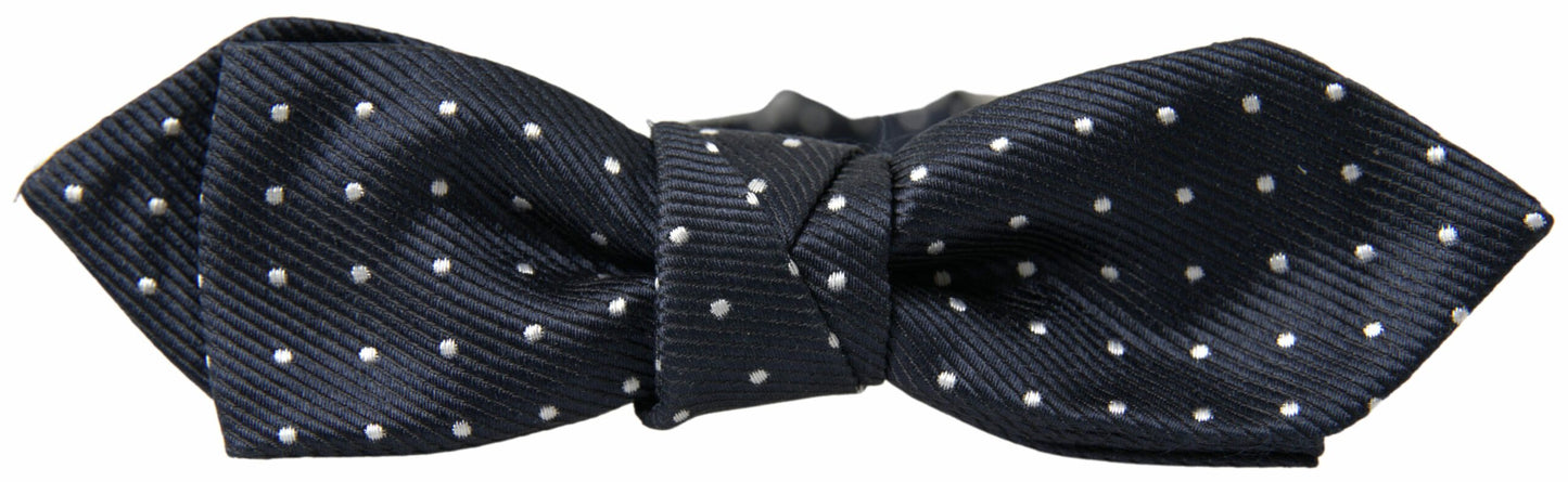 Dolce & Gabbana – Blaue, gepunktete Seidenfliege mit verstellbarem Papillon-Hals für Herren