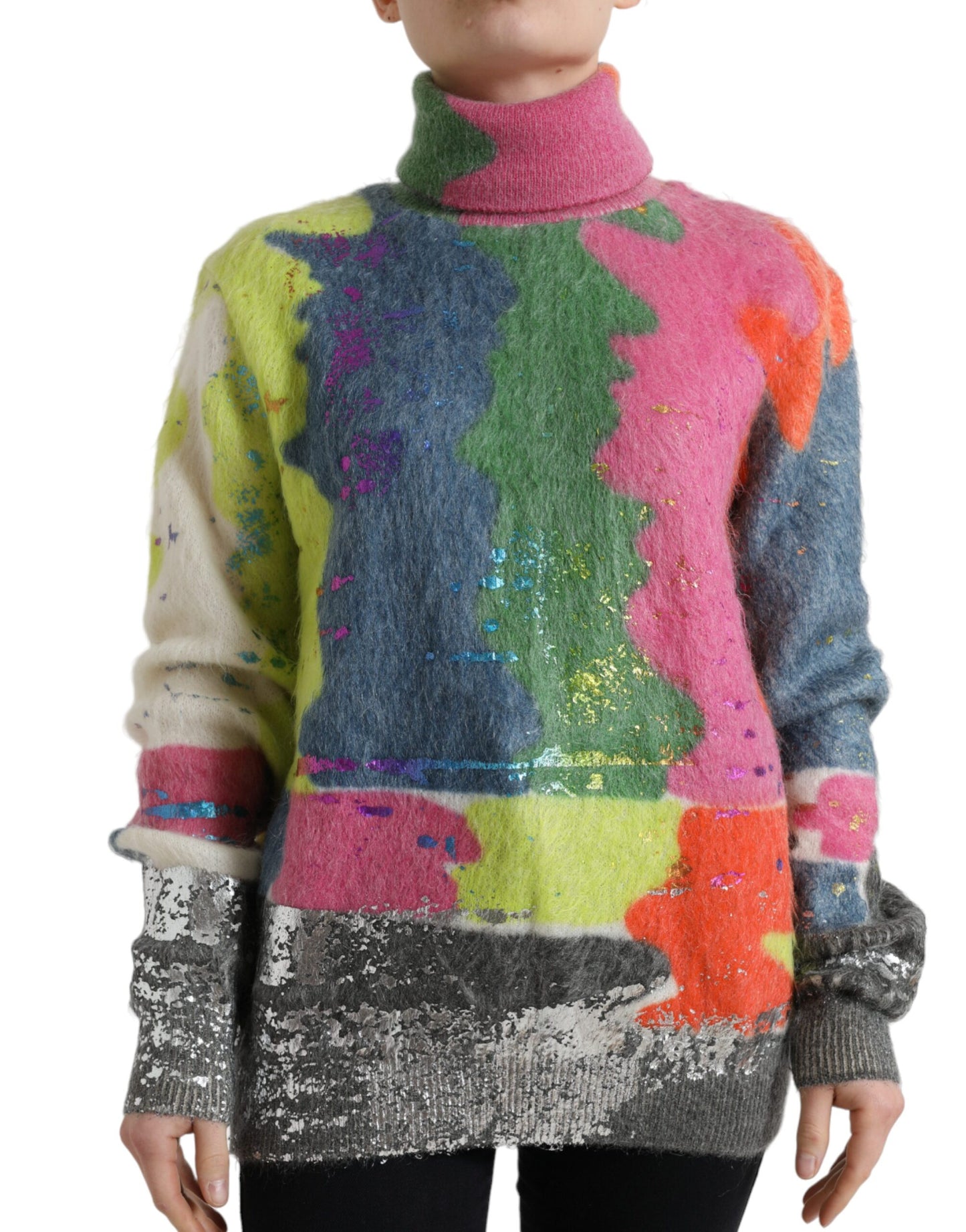 Dolce & Gabbana Mehrfarbiger Rollkragenpullover aus Mohair