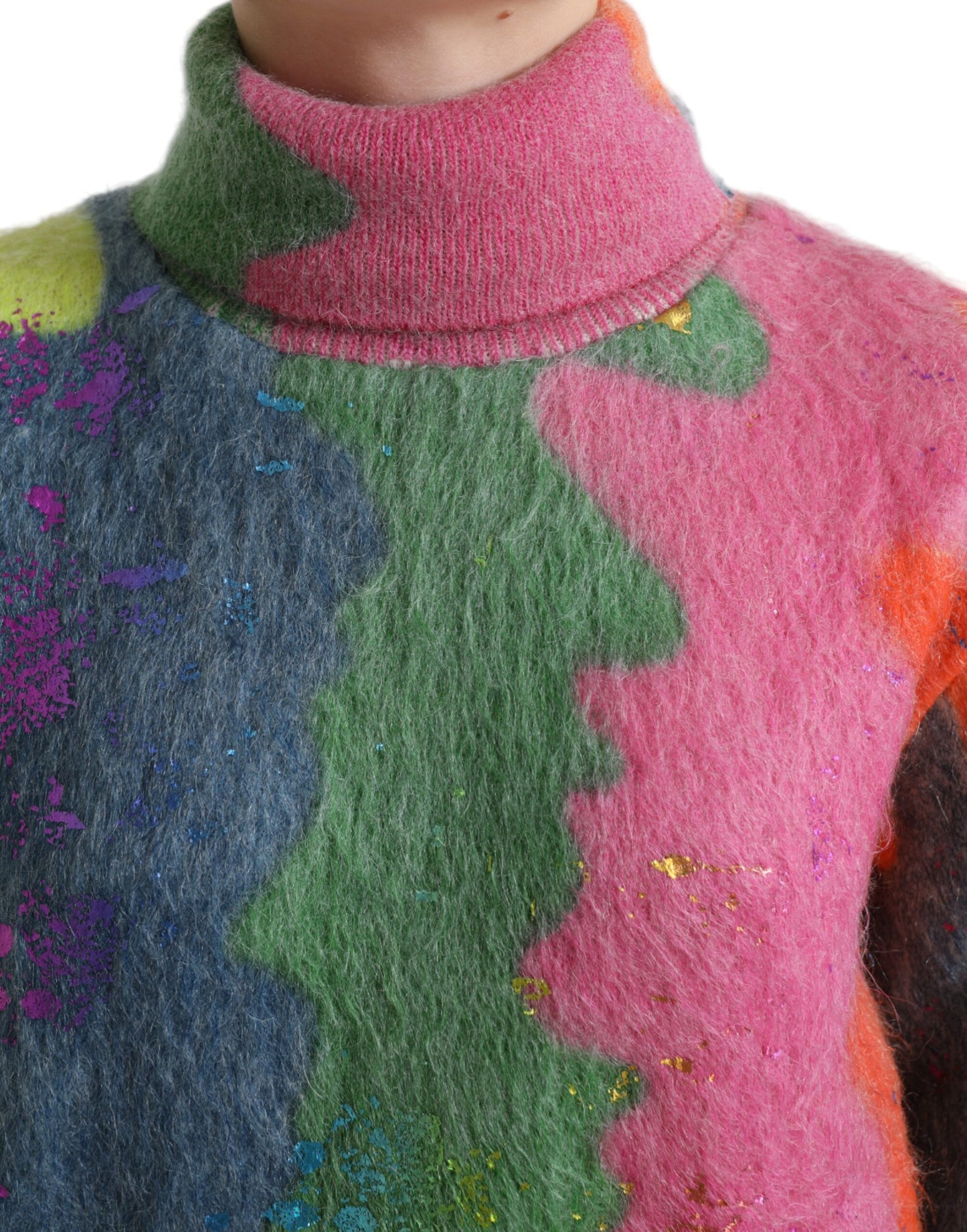 Dolce & Gabbana Mehrfarbiger Rollkragenpullover aus Mohair
