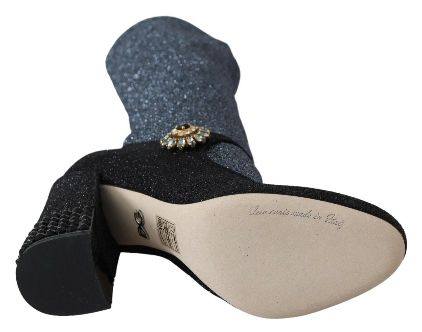 Dolce & Gabbana – Mary Janes-Stiefeletten mit schwarzem Kristall