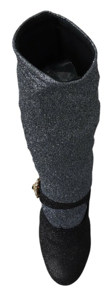 Dolce & Gabbana – Mary Janes-Stiefeletten mit schwarzem Kristall