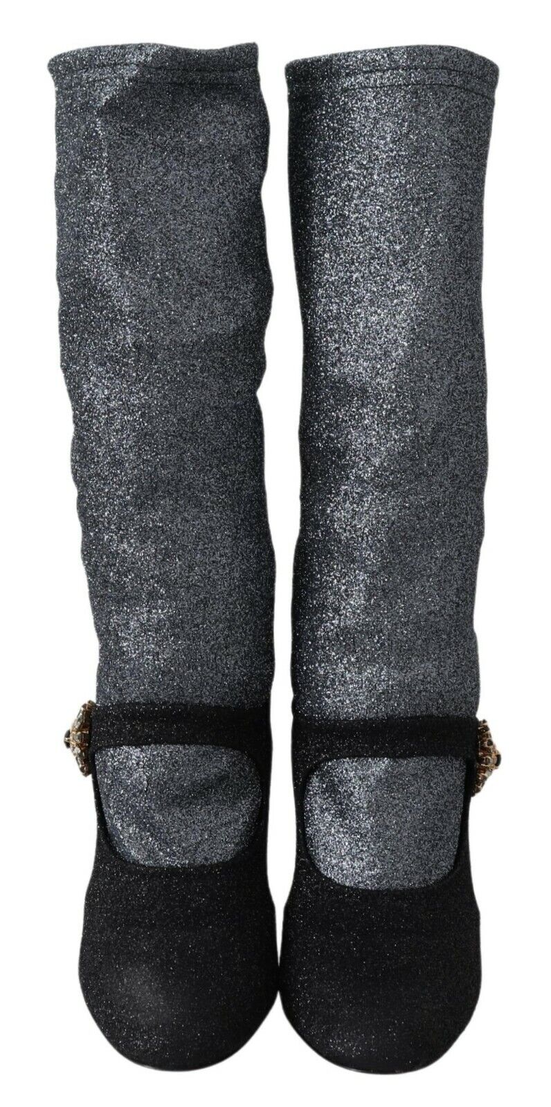 Dolce & Gabbana – Mary Janes-Stiefeletten mit schwarzem Kristall