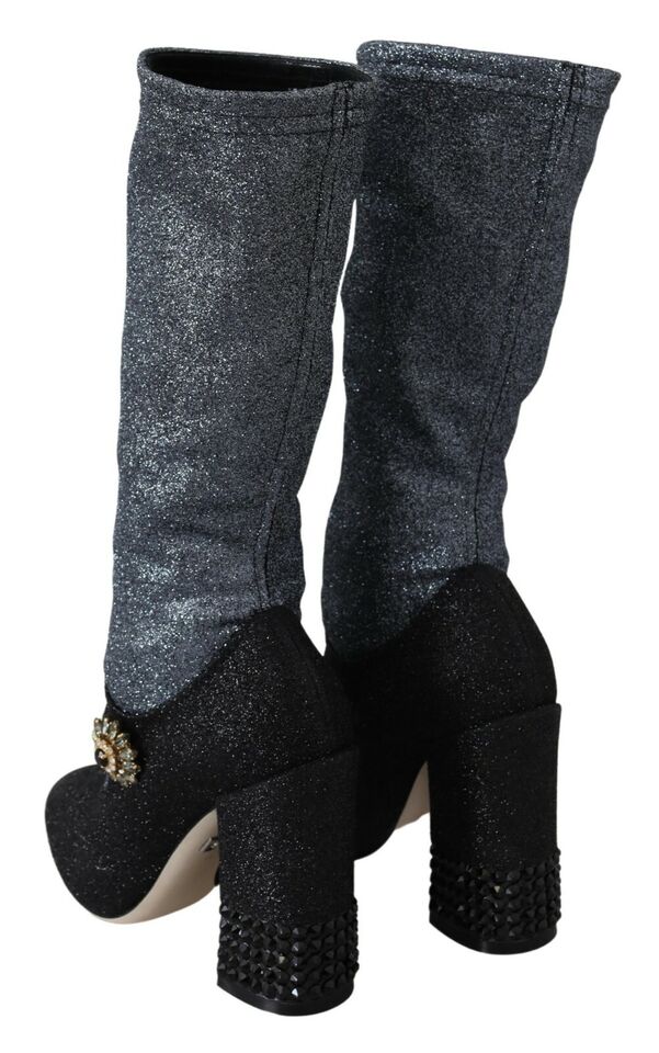 Dolce & Gabbana – Mary Janes-Stiefeletten mit schwarzem Kristall