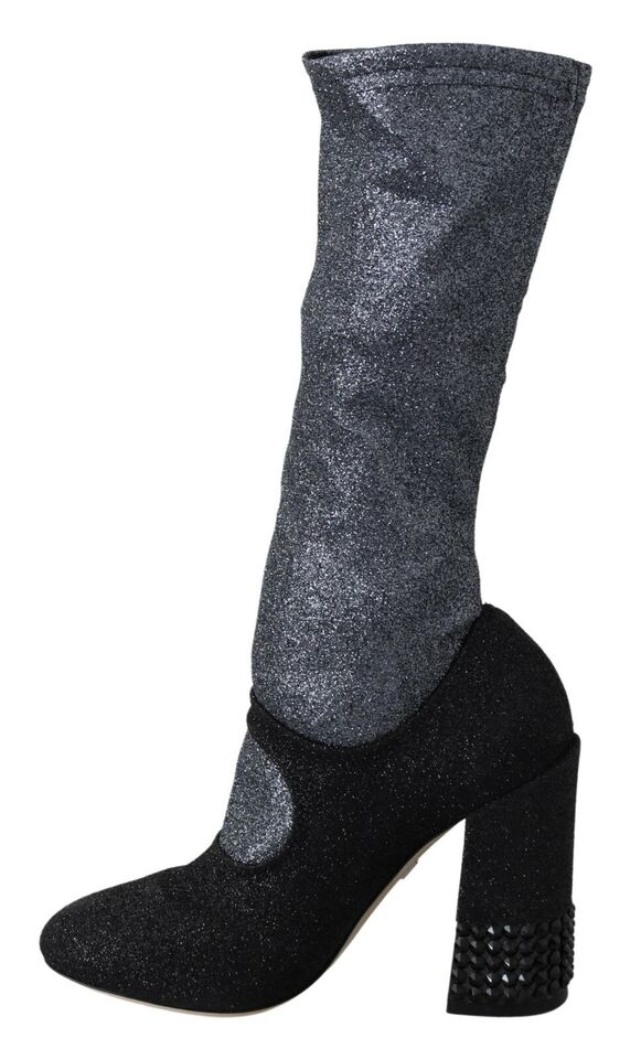 Dolce & Gabbana – Mary Janes-Stiefeletten mit schwarzem Kristall