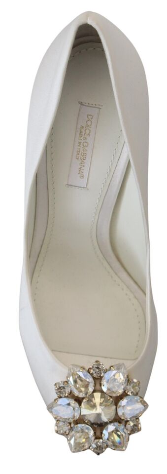 Dolce & Gabbana – Satin-Pumps mit Peeptoe-Absatz und weißen Kristallen