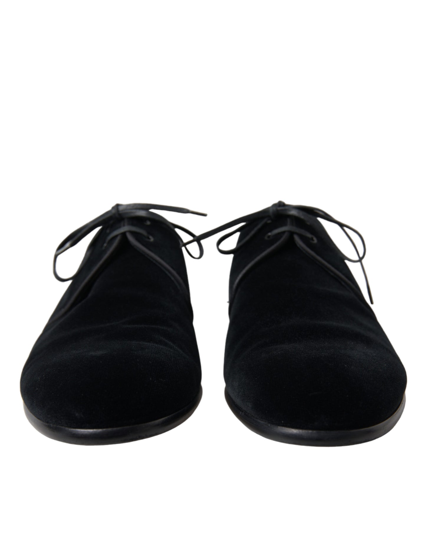 Dolce & Gabbana – Formelle Derby-Schuhe aus schwarzem Samt mit Schnürung