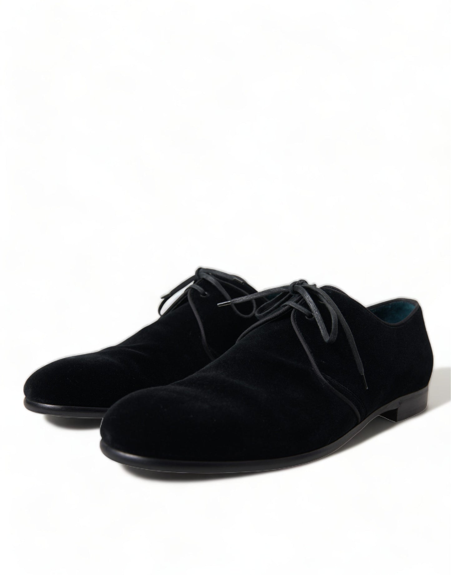 Dolce & Gabbana – Formelle Derby-Schuhe aus schwarzem Samt mit Schnürung