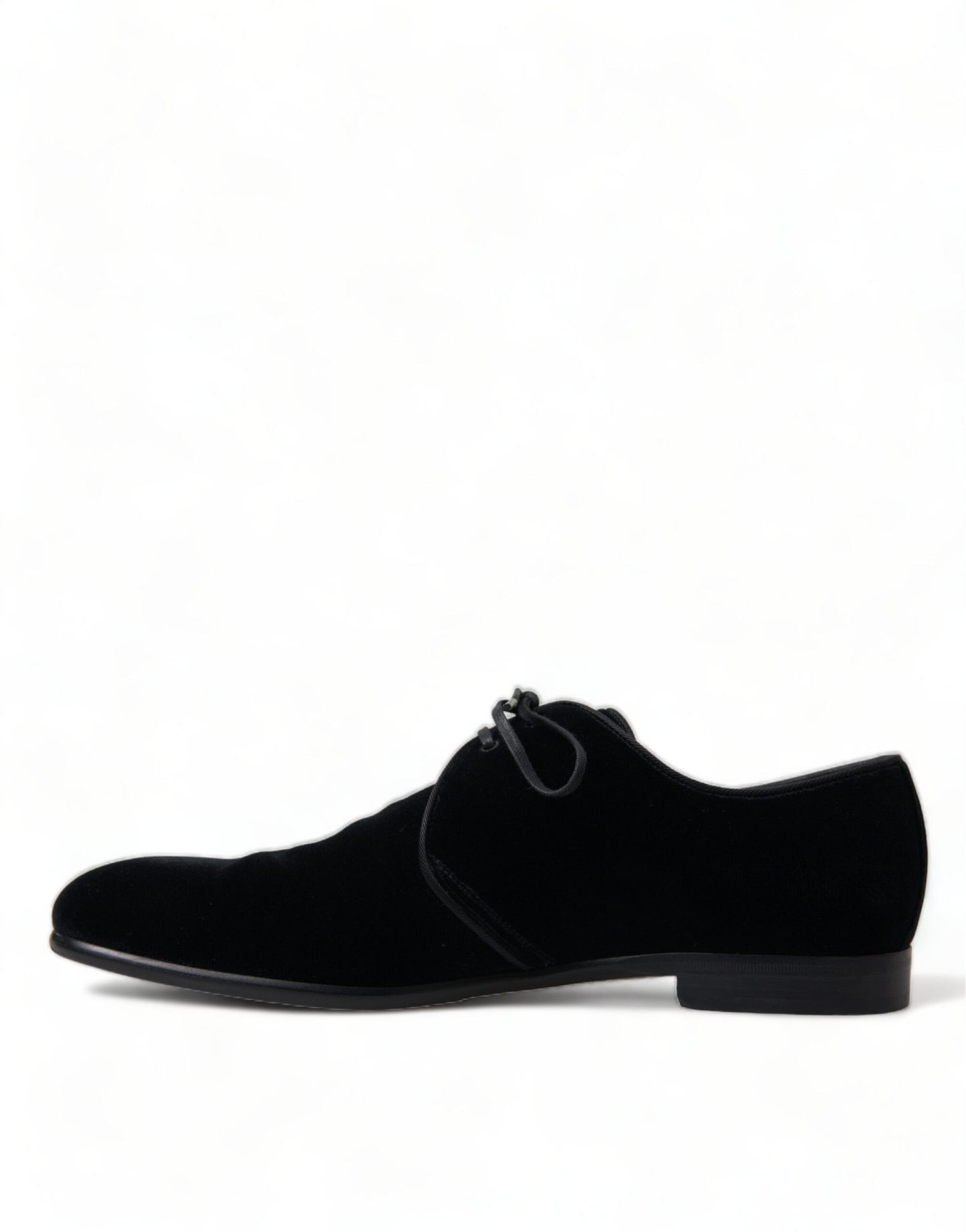 Dolce & Gabbana – Formelle Derby-Schuhe aus schwarzem Samt mit Schnürung