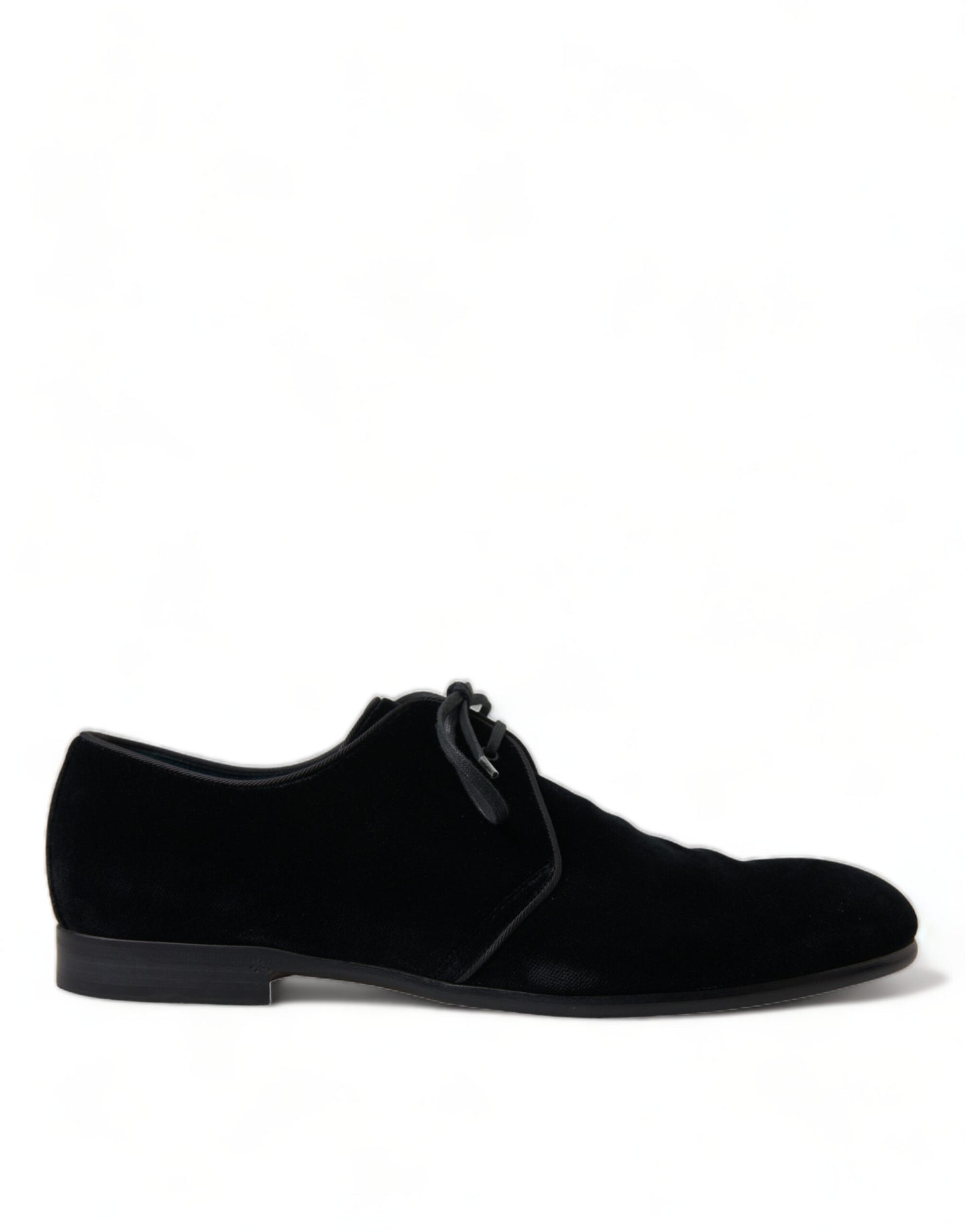 Dolce & Gabbana – Formelle Derby-Schuhe aus schwarzem Samt mit Schnürung