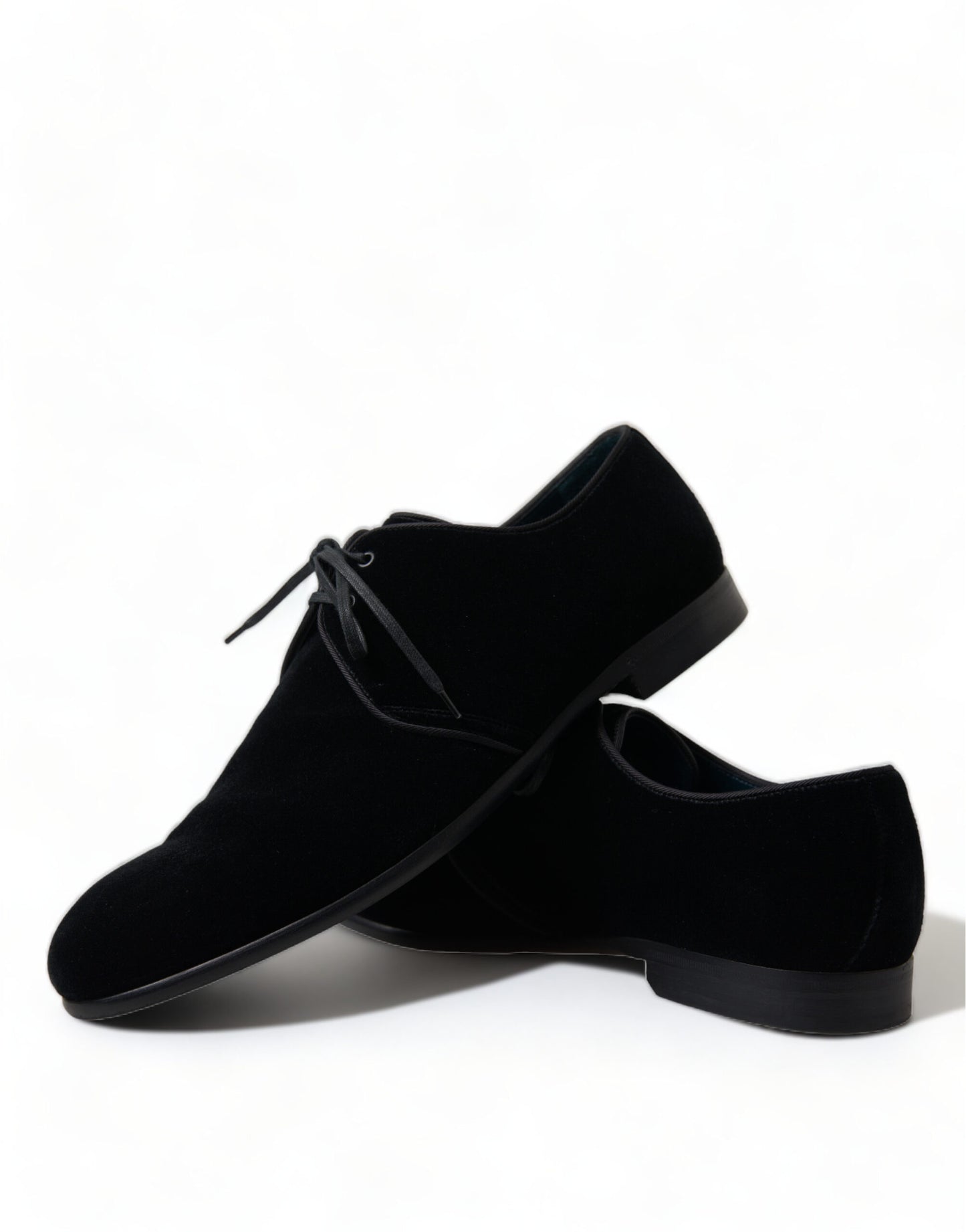 Dolce & Gabbana – Formelle Derby-Schuhe aus schwarzem Samt mit Schnürung