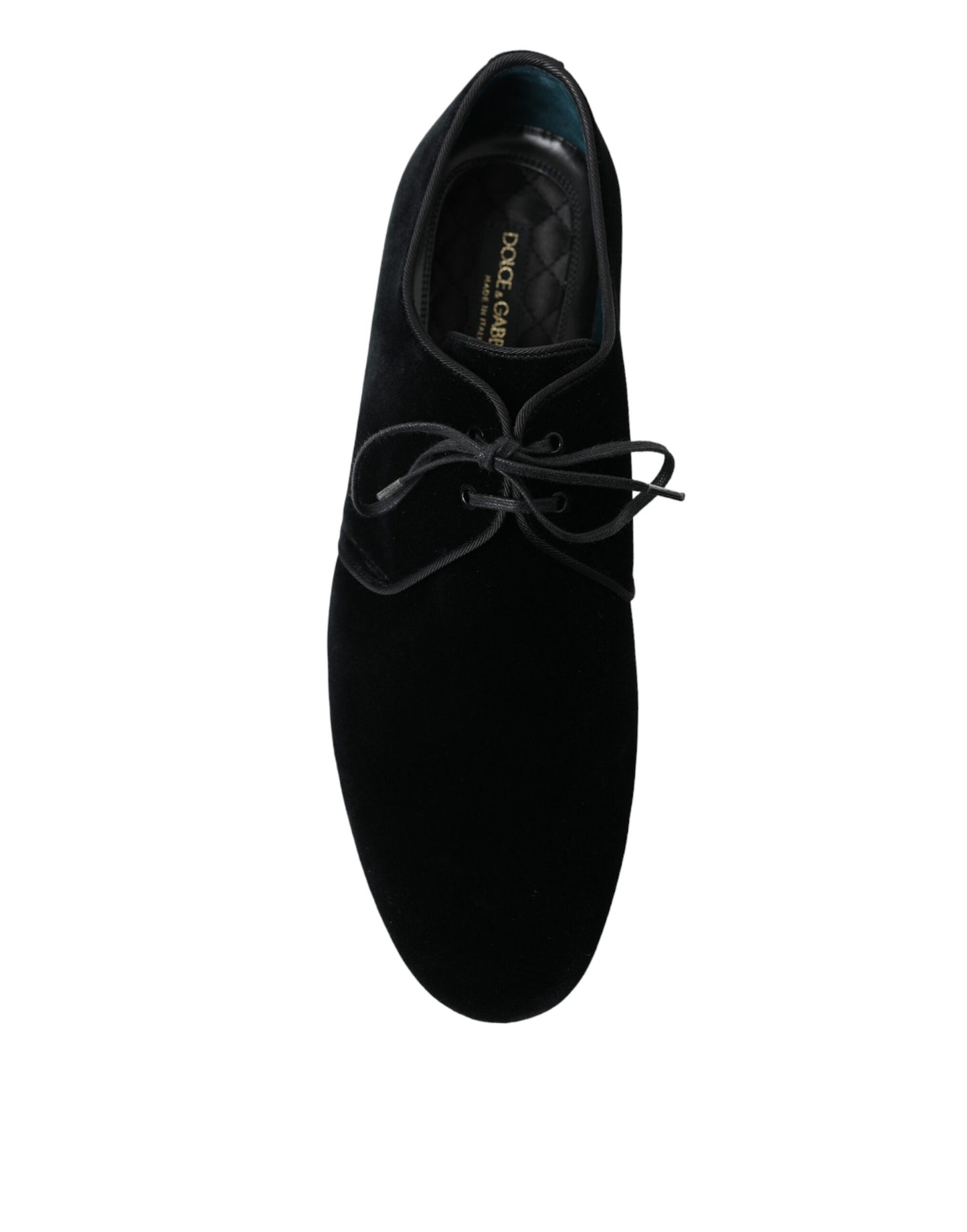Dolce & Gabbana – Formelle Derby-Schuhe aus schwarzem Samt mit Schnürung