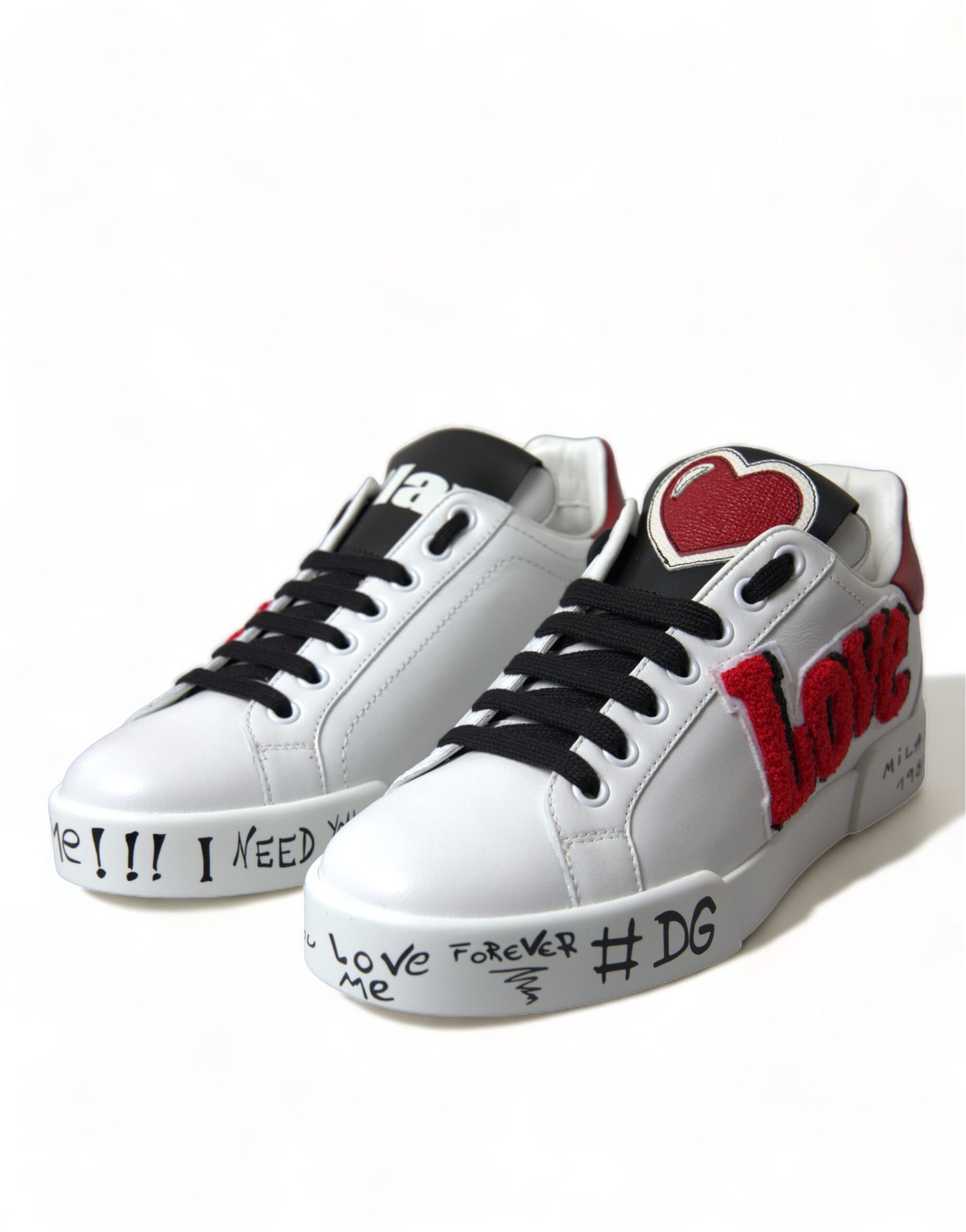 Dolce & Gabbana – Klassische Portofino-Sneaker in Weiß mit Love-Patch